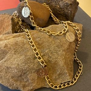 Adjustable gold style coin necklace